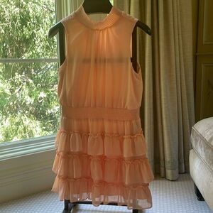 Express peach tiered mini dress.